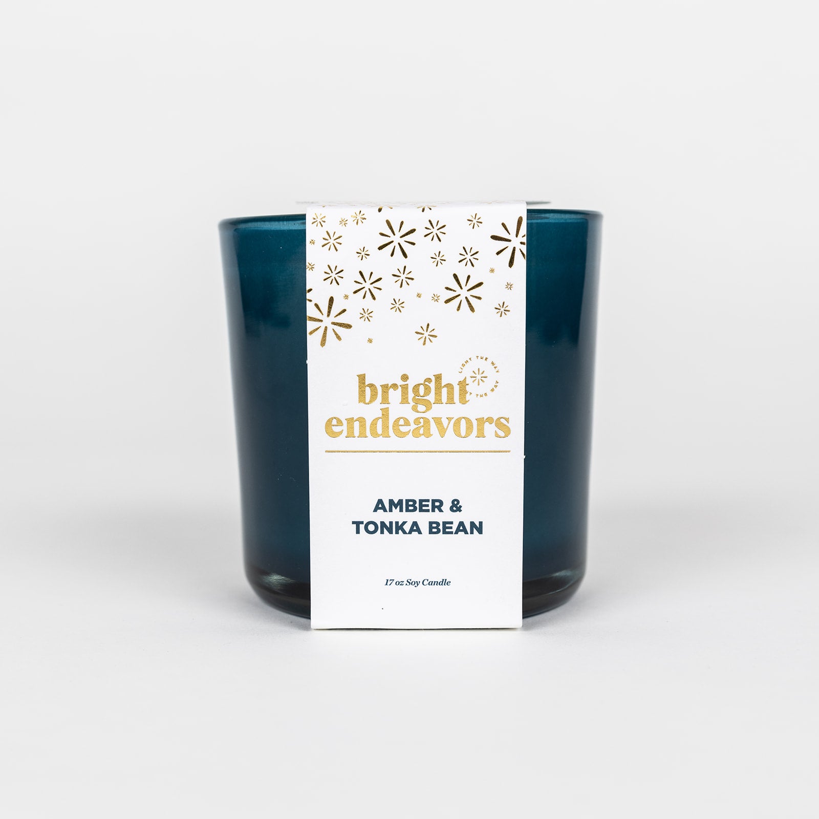 Amber and Tonka Bean Candle in Blue Vessel