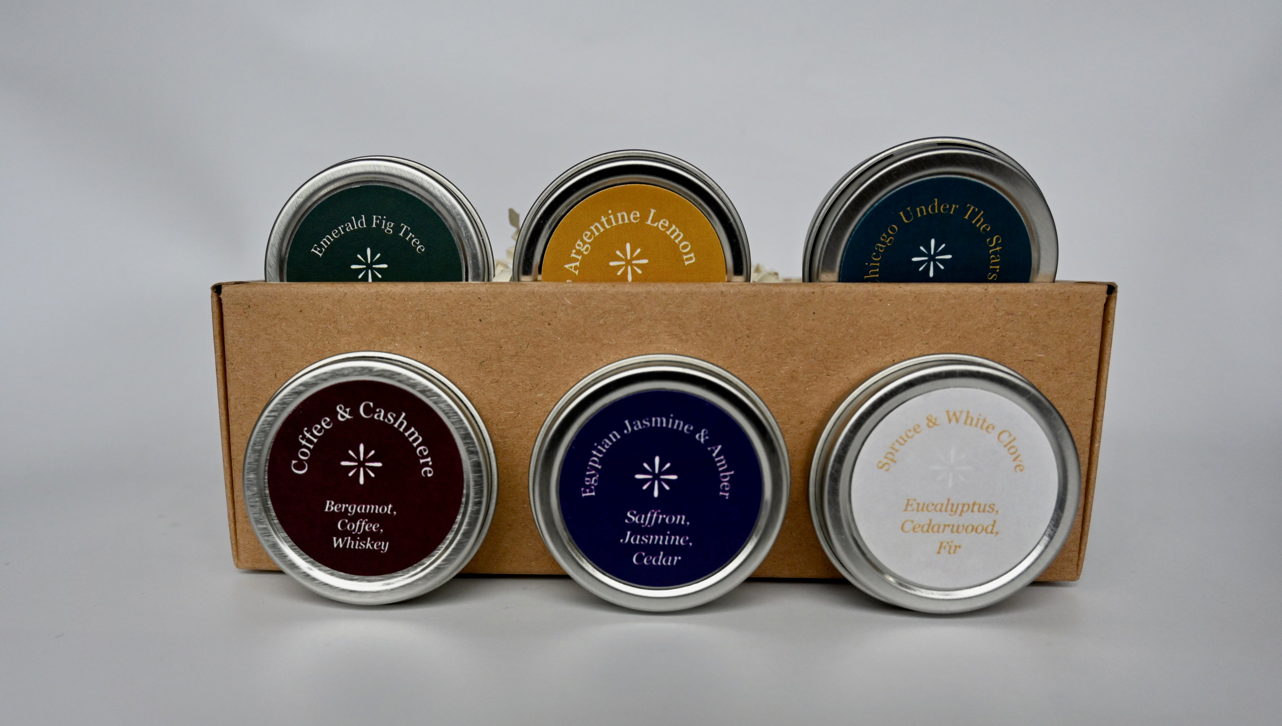 Set of tea lights in mini tins